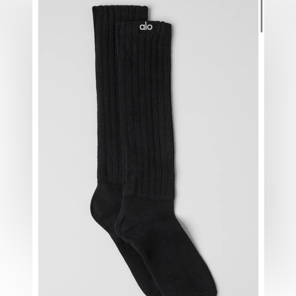 NWT ALO Unisex Scrunch Sock, Black, size S